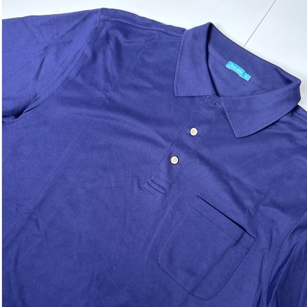 J.McLaughlin Mens XL Navy Blue Short Sleeve Pique Polo Shirt with Chest Pocket
